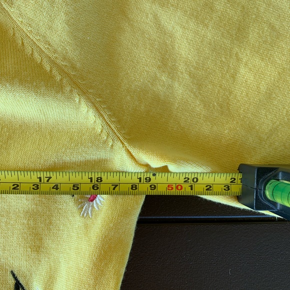 East of 7th Embroidered Flowers Yellow Open Cardigan Size L 3/4 Sleeves - Picture 10 of 11